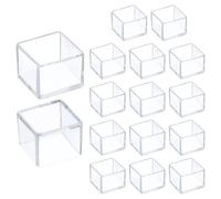 sourcing map 16 Pcs Silicone Chair Leg Floor Protectors 1 x 1 Inch Non-Slip Chair Leg Caps Covers, Square Furniture Leg Protectors for Hardwood Floors Reduce Noise and Scratches, Clear