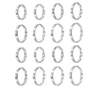 sourcing map 16 Pcs Stainless Steel Ring, 4 mm Plain Ring Blanks Size 6/7/8/9/10/11/12/13 Matte Brushed Wedding Bends for Men Women, Silver