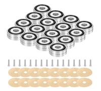 sourcing map 16 Pcs Subwoofer Isolation Pad, 40x15mm Speaker Isolation Pad Feet Speaker Spikes Turntable Audio Studio Monitor Isolation Pad for Audio Equipment, M4 Screws Silver