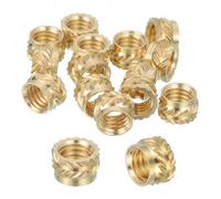 sourcing map 16 Pcs Threaded Inserts, M6 Brass Heat Set Insert for 3D Printing and Plastic Material Female Knurled Insert Nuts for Laptops Electronic Products, M6x8x5mm