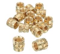 sourcing map 16 Pcs Threaded Inserts, M6 Brass Heat Set Insert for 3D Printing and Plastic Material Female Knurled Insert Nuts for Laptops Electronic Products, M6x8x8mm