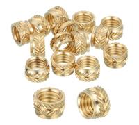 sourcing map 16 Pcs Threaded Inserts, M8 Brass Heat Set Insert for 3D Printing and Plastic Material Female Knurled Insert Nuts for Laptops Electronic Products, M8x10x6mm