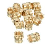 sourcing map 16 Pcs Threaded Inserts, M8 Brass Heat Set Insert for 3D Printing and Plastic Material Female Knurled Insert Nuts for Laptops Electronic Products, M8x10x10mm