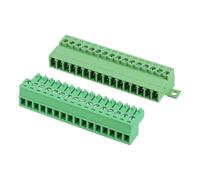 sourcing map 16 Pin Screw Terminal Block Connector,3.5mm/0.14 inch Pitch Male & Female PCB Mount Screw Terminal 300V 8A Green Terminal Block Connector for Home Electronic Project