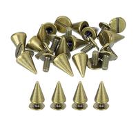 sourcing map 16 Sets Spikes and Studs Kit, 7mm Cone Spikes Punk Rock Rivets Screw Back Studs Screw Rapid Rivet Screws for DIY Leather Craft Belt Bags Shoes Accessories, Bronze