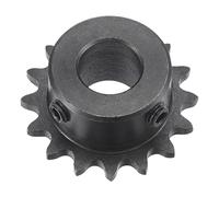 sourcing map 16 Tooth Roller Sprocket B Type, #25 Chain, Single Strand 1/4" Pitch, 12mm Bore Black Oxide C45 Carbon Steel with Set Screws for ISO 04C