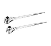sourcing map 16 x 18mm Hexagon Scaffold Podger Ratchet Spanner Ratcheting Socket Wrench Tool (Silver Tone) 2pcs