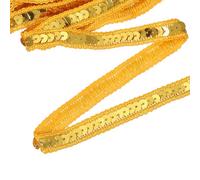 sourcing map 16 Yard Sequins Trim Ribbon 0.5 Inch Sequin Gimp Braid Trim Spangle Flat Sequins Paillette Fabric Flat Trims Strips for Crafts Sewing Clothes Home Party Decoration, Yellow Gold