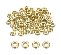 sourcing map 160 Pcs Flat Round Spacer Beads 3mm Brass Heishi Beads Rondelle Disc Loose for Jewelry Making Earring Bracelet Necklace, Gold Tone 1.3mm H