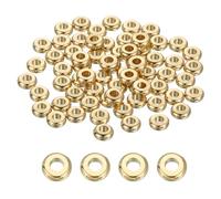 sourcing map 160 Pcs Flat Round Spacer Beads 4mm Brass Heishi Beads Rondelle Disc Loose for Jewelry Making Earring Bracelet Necklace, Gold Tone 1.5mm H