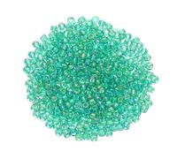 sourcing map 1600Pcs Glass Seed Beads, 3mm 8/0 Loose Mini Beads with Hole, Bulk Craft Spacer for DIY Handmade, Green AB