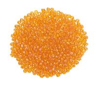 sourcing map 1600Pcs Glass Seed Beads, 4mm 6/0 Loose Mini Beads with Hole, Bulk Craft Spacer for DIY Handmade, Orange AB