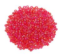 sourcing map 1600Pcs Glass Seed Beads, 4mm 6/0 Loose Mini Beads with Hole, Bulk Craft Spacer for DIY Handmade, Dark Red AB
