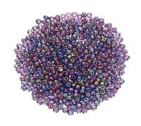 sourcing map 1600Pcs Glass Seed Beads, 4mm 6/0 Loose Mini Beads with Hole, Bulk Craft Spacer for DIY Handmade, Purple AB
