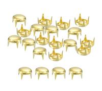 sourcing map 160Pcs Gold Round Dome Rivets, 8mm Brass Spike Studs Spots Punk Rock Nailheads Claw Beads for DIY Clothes Belt Bag Shoes Bracelet Leather Craft