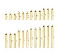 sourcing map 160Pcs Slide on End Clasps, 10/13/16/20/25/30/35/40mm Tube Ball Bead Slider Crimp Ends for Multi-Strand DIY Craft Making, Gold Tone