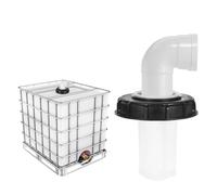 sourcing map 163mm IBC Lid Filter Cover, 90° Plastic IBC Tote Hose Adapter 1000L Rainwater Tank Container with Washable Nylon Filter for 275 Gallon Water Tanks, Black/White