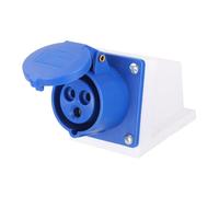 sourcing map 16A 3 Pin CEE Industrial Socket Connector, 220-240V 2P+E IP44 Waterproof Female Connectors Surface Mounted Sockets for Aviation and Industry