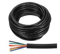 sourcing map 16AWG Electrical Wire 8 Conductors 20FT/6.1m Power Cable Flexible Extension Signal Signal Cable Black for LED Strips Lamps Lighting Power Supply