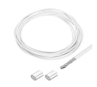 sourcing map 16Ft(5M) Wire Rope 304 Stainless Steel Cable 1/8"(3mm) Vinyl Coated with 2pcs Aluminum Sleeves for Hanging, Clotheslines, Lifting White