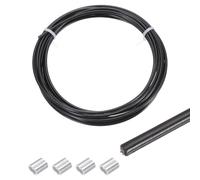 sourcing map 16Ft(5M) Wire Rope 304 Stainless Steel Cable 1/8"(3mm) Vinyl Coated with 4Pcs Aluminum Sleeves for Hanging, Clotheslines, Lifting Black