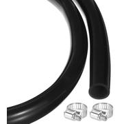 sourcing map 16ft Silicone Rubber Tubing 12.7mm x 19mm Plastic Tube Flexible Air Hose for Brewing, Wine Making, Pump Siphon, 1/2" ID 3/4" OD, with 2pcs Clamps, Black