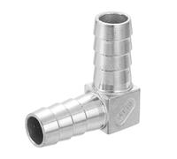 sourcing map 16mm Hose Barb 90 Degree Pipe Fitting, 304 Stainless Steel L Right Angle Adapter Pipe Connection Fitting for Vacuum Systems, Industrial Connections, Pneumatic Equipment, Silver