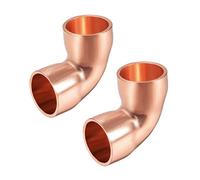 sourcing map 16mm ID Solder Ring Elbow 90 Degree Copper Short-Turn Copper Fitting Connector for Plumbing 1.8mm Thick 2pcs