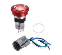 sourcing map 16mm Mounting Latching Emergency Stop Push Button Switch AC250V 5A 1NO 1NC with Plug Wire