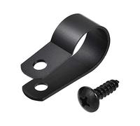 sourcing map 16mm Nylon R Type Cable Clip Wire Clamp with Screws Black 100pcs