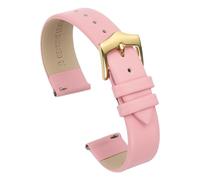 sourcing map 16mm Pink Genuine Leather Watch Bands, Quick Release Flat Thin Elegant Leather Watch Strap Wristband Replacement Bands with Silver Stainless Steel Buckle for Women