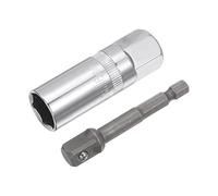 sourcing map 16mm Spark Plug Socket Set, 3/8" Drive 6 Point Deep Thin Wall with Hex Shank Power Drill Adapter