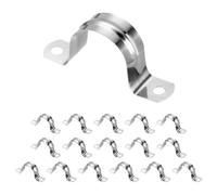 sourcing map 16pcs 1 1/4-Inch 32mm Conduit Clamps, M32 U Tube Pipe Clamp, Stainless Steel Rigid Pipe Strap, U Shaped Bracket with Two Hole for Pipe Tube Hose Wire Cord Fixing