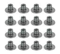 sourcing map 16Pcs 1/4"-20x10mm Brad Hole Tee Nut Carbon Steel Four-Jaw T-Nut Round Base Plate Nut Flange Female Thread Insert Nuts for Wood Furniture