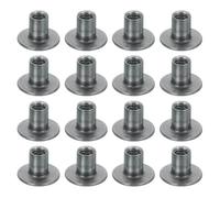 sourcing map 16Pcs 1/4"-20x12mm Brad Hole Tee Nut Carbon Steel Four-Jaw T-Nut Round Base Plate Nut Flange Female Thread Insert Nuts for Wood Furniture