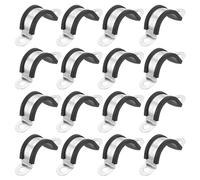 sourcing map 16Pcs 20mm/0.79Inch Cable Clamps, 304 Stainless Steel Rubber Cushioned U-Tube Strap Clamp Metal Tube Holder for Pipe, Wiring Fixing