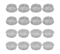 sourcing map 16Pcs 35mm/1.38" Circular Soffit Air Vents, Plastic Soffit Vent Cover, Round Mesh Hole Louver for Bathroom Kitchen Cabinet Wardrobe, Light Gray