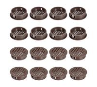 sourcing map 16Pcs 35mm/1.38" Circular Soffit Air Vents, Plastic Soffit Vent Cover, Round Mesh Hole Louver for Bathroom Kitchen Cabinet Wardrobe, Dark Brown