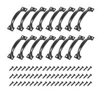 sourcing map 16pcs 4 Inches Gate Handle Metal Vintage Door Drawer Pulls Vintage Furniture Handles with Screw for Kitchen Cupboard Closet Door Black
