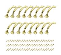 sourcing map 16pcs 4 Inches Gate Handle Metal Vintage Door Drawer Pulls Vintage Furniture Handles with Screw for Kitchen Cupboard Closet Door Gold