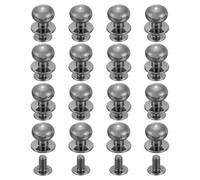 sourcing map 16Pcs Ball Head Stud Screw Back 12mm Round Head Button Nipple Leather Rivets for DIY Leather Craft Handbag Shoes Belt Repair, Metallic Black