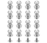 sourcing map 16Pcs Ball Head Stud Screw Back 6mm Round Head Button Nipple Leather Rivets for DIY Leather Craft Handbag Shoes Belt Repair, Silver
