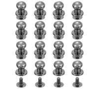 sourcing map 16Pcs Ball Head Stud Screw Back 6mm Round Head Button Nipple Leather Rivets for DIY Leather Craft Handbag Shoes Belt Repair, Metallic Black