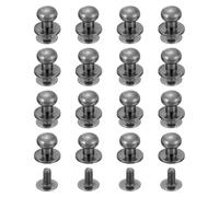 sourcing map 16Pcs Ball Head Stud Screw Back 7mm Round Head Button Nipple Leather Rivets for DIY Leather Craft Handbag Shoes Belt Repair, Metallic Black