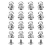 sourcing map 16Pcs Ball Head Stud Screw Back 7mm Round Head Button Nipple Leather Rivets for DIY Leather Craft Handbag Shoes Belt Repair, Silver