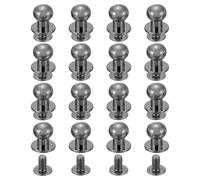 sourcing map 16Pcs Ball Head Stud Screw Back 9mm Round Head Button Nipple Leather Rivets for DIY Leather Craft Handbag Shoes Belt Repair, Metallic Black