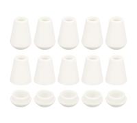 sourcing map 16Pcs Bell End Stoppers Plastic Cord Rope End Lock Rope Fasteners Toggle Clip with Lid for Drawstring Lanyard Backpack, White