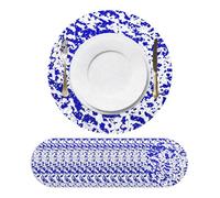 sourcing map 16Pcs Blue Disposable Round Placemats, 33cm/13" Metallic Glitters Foil Thin Mesh Table Mats Pressed Foil Table Doilies Decor for Party Weddings Christmas Thanksgiving