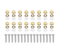 sourcing map 16Pcs Brass Decorative Screws with Caps, 12mm Mirror Screws Cover Self-Tapping Screws with Decorative Caps for Furniture Cabinet Mirror Fixing, Gold Tone