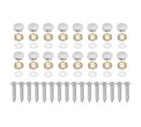 sourcing map 16Pcs Brass Decorative Screws with Caps, 16mm Mirror Screws Cover Self-Tapping Screws with Decorative Caps for Furniture Cabinet Mirror Fixing, Silver Tone